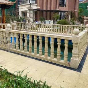 临沧黄金麻花岗岩石材栏杆，扶手，将军柱，花瓶柱