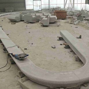 临沧 芝麻白花岗岩弧形花坛石，坐凳石