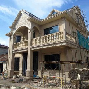 临沧 黄金麻花岗岩石材私人别墅雕花门楼柱阳台栏杆