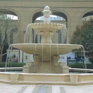 临沧 黄金麻花岗岩异型加工——户外庭院石雕流水喷泉